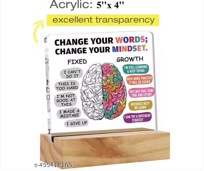 Inspirational Growth Mindset Desk Sign for Home & Office