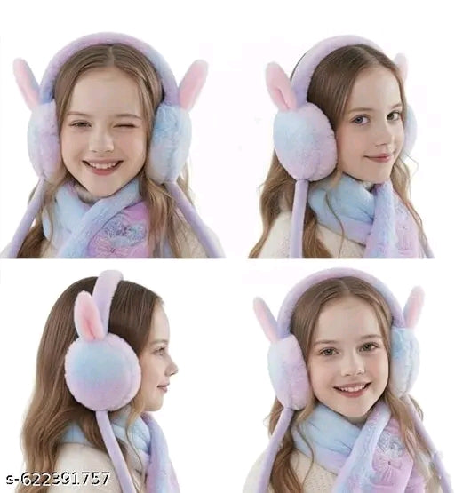 Fluffy Bunny Earmuffs with Moving Ears – Cozy Winter Fun for Girls & Boys